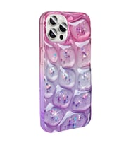 Lexroo iPhone 14 Pro Max Kılıf Simli 3D Desenli Hacar Kılıf - Pembe-Mor
