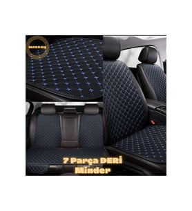 JEEP   CHEROCEE JEEP 2011-2015 uyumlu 7 Parça Deri Minder Takımı (Siyah-Mavi)