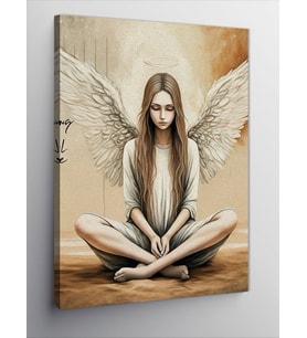 Kanvas Tablo Kanatlı Meditasyon Yapan Kadın