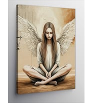 Kanvas Tablo Kanatlı Meditasyon Yapan Kadın
