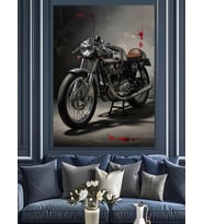 Modern Gri  Motosiklet  Dekoratif Kanvas - Mdf Ahşap Tablo
