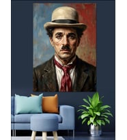 Gülen Yüzlü Klasik Charlie Chaplin Dekoratif Kanvas - Mdf Ahşap Tablo