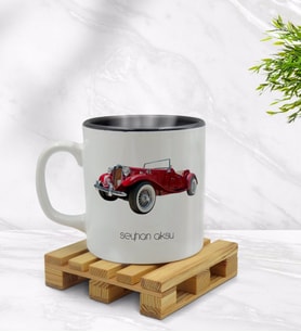 BK Gift Kişiye Özel Retro Otomobil Tasarımlı İçi Siyah Renkli Kupa Bardak Model 4