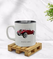 BK Gift Kişiye Özel Retro Otomobil Tasarımlı İçi Siyah Renkli Kupa Bardak Model 4