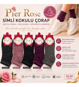 Pier Rose Simli Kadın Çorap Kokulu Parlak Soket Çorap 3 lü Paket