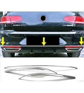 VW Passat B8 Krom Arka Tampon Alt Çıta 3 Parça 2014-2019 Paslanmaz Çelik