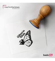Kelebek Kız Kişiye Özel Kitap Damgası Kitap Mührü Kaşe Kitap Mühür Özel Damga 405