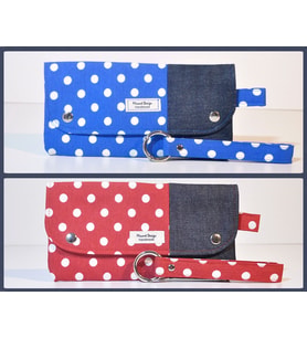 Beyaz Puantiyeli Patchwork Cüzdan veya Portföy Çanta (Kırmızı)