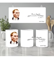 İsimli Atatürk Bardağı, Benim Hayatta Yegane Servetim Türklüktür, 330ml, Beyaz (Doğal Beyaz)