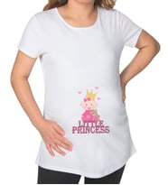 BK Gift Little Princess Tasarımlı Beyaz Hamile Tişört-2, Hamile Giyim, Eşe Hediye