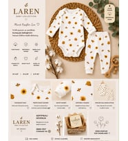 Laren Baby %100 Pamuk Arı ve Ayçiçeği Desenli 2’li Bebek Zıbın Takımı