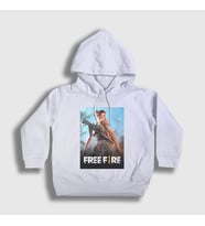 Presmono Unisex Çocuk Beyaz Cover Free Fire Kapüşonlu Sweatshirt 232602tt