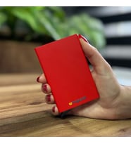 Mekanizmalı Kartlık Rfid Korumalı Alüminyum Otomatik Mekanizmalı Kredi Kartlık Renkli Mat Kırmızı