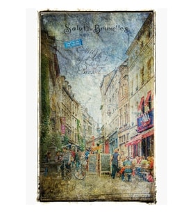 Rue De Rollebeek, Sablon, Brüksel – Unutulmuş Kartpostal Tablo Ahşap Poster Dekoratif