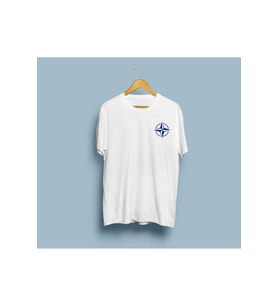 Oversize NATO Cep Logo Baskılı Unisex T-shirt (Beyaz)