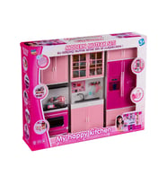 My Happy Kitchen Üçlü Mutfak Seti - Modern Mutfak Seti - Işıklı Sesli Mutfak Oyuncak - Buzdolabı, La