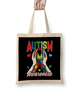 Colorful Autism Awareness Day Puzzle Ribbon Bez Çanta Uzun Saplı