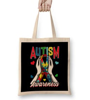 Colorful Autism Awareness Day Puzzle Ribbon Bez Çanta Uzun Saplı