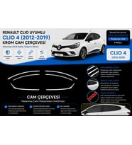 Renault Clio Uyumlu 4 Cam Çerçevesi 2012-2018 Paslanmaz Çelik Parça