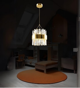 Roxy Tekli Taşlı Sarkıt Led Avize  Kristal Taş Salon  Yatak Odası Avize Aydınlatma (Gold)