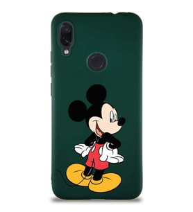 Xiaomi Redmi Note 7 Soft Premier Kapak Mickey Mouse-D Tasarımlı Silikon Kılıf - Yeşil (Şeffaf)