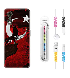 General Mobile GM 21 Pro GM 22 Pro Plus Kılıf Kablo Koruma Spiral Silikon Wolf and Moon 2 1381