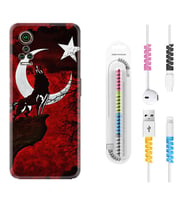 General Mobile GM 21 Pro GM 22 Pro Plus Kılıf Kablo Koruma Spiral Silikon Wolf and Moon 2 1381