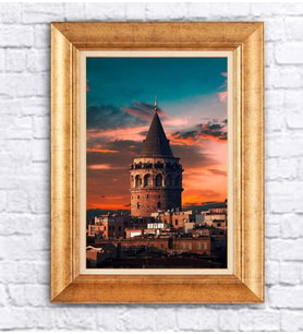 Altın Varaklı  Çerçeveli Paspartulu Tablo ndd1369 (Gold)
