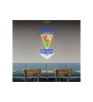 PIZZA HERE Yazılı ve Şekilli Neon Tabela
