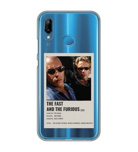 Huawei P20 Lite Uyumlu Hızlı ve Öfkeli Minimalist Poster Desenli Şeffaf Telefon Kılıfı