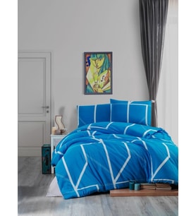 Çift Kişilik 4 Parça Nevresim Takımı 200x220- Mavi