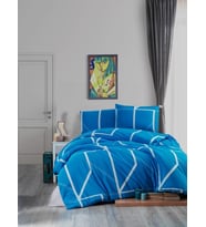 Çift Kişilik 4 Parça Nevresim Takımı 200x220- Mavi