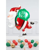 Buz Pateni Yapan Noel Baba Folyo Balon Yılbaşı Balonu Hediyeli Çuvallı Noel Baba Yılbaşı Süsleme Balonu