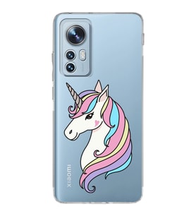 Xiaomi Mi 12 Uyumlu Kamera Korumalı Kapak Unicorn Tasarımlı Şeffaf Silikon Kılıf