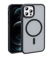 Apple iPhone 12 Pro Max Kılıf Magsafe Şarj Özellikli Mat Arka Yüzey Zore Sio Kapak (Siyah)