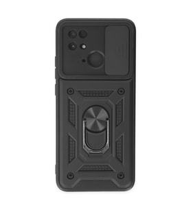 Xiaomi Redmi 10c Kılıf Pars Lens Yüzüklü Silikon - Siyah