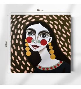 Minimalist Kadın Portresi 20x20 cm Illustrasyon Kanvas Tablo – Özgün ve Şık Ev Dekoru (Çok Renkli)