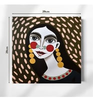Minimalist Kadın Portresi 20x20 cm Illustrasyon Kanvas Tablo – Özgün ve Şık Ev Dekoru (Çok Renkli)
