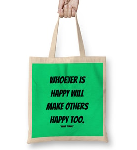 Anne Frank Quotes Gift - Vintage Retro Rainbow Style Bez Çanta Uzun Saplı