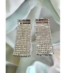 Arpa Pullu Taşlı Gümüş Silver Altın Kaplama Gold Renk Küpe (Gümüş)