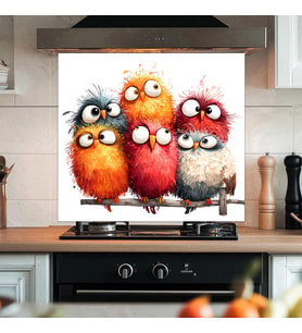 Sevimli & Komik Kuşlar Mutfak Tezgah Ve Ocak Arkası Yapışkanlı Folyo Sticker (60 x 54 cm) - Model 13