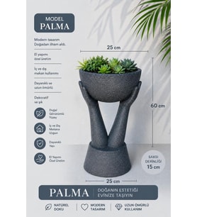 PALMA - BETON GÖRÜNÜMLÜ DEKORATİF SAKSI