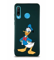 Huawei P30 Lite Soft Premier Kapak Donald Duck-C Tasarımlı Silikon Kılıf - Yeşil (Şeffaf)