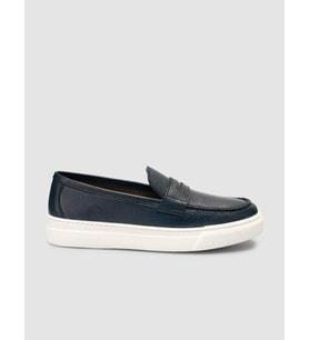 %100 Hakiki Deri Lacivert Bantlı Erkek Loafer