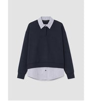 LCW Modest Lacivert Gömlek Yaka Kadın Sweatshirt Tunik