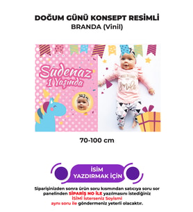 KİŞİYE ÖZEL FOTOĞRAFLI VE İSİMLİ DOĞUM GÜNÜ BRANDA AFİŞ VİNİL - ÇOCUK BEBEK