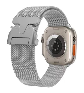 Apple Watch Ultra 49mm Uyumlu Zore KRD-25 Metal Hasır Kordon (Gümüş)