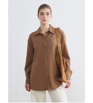 LCW Modest Bej Loose Fit Kadın Gömlek Tunik
