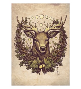 Cernunnos Stag Tablo Ahşap Poster Dekoratif
