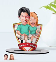 BK Gift Kişiye Özel İsimli Sevgililer Karikatürlü Ahşap Biblo Model-55